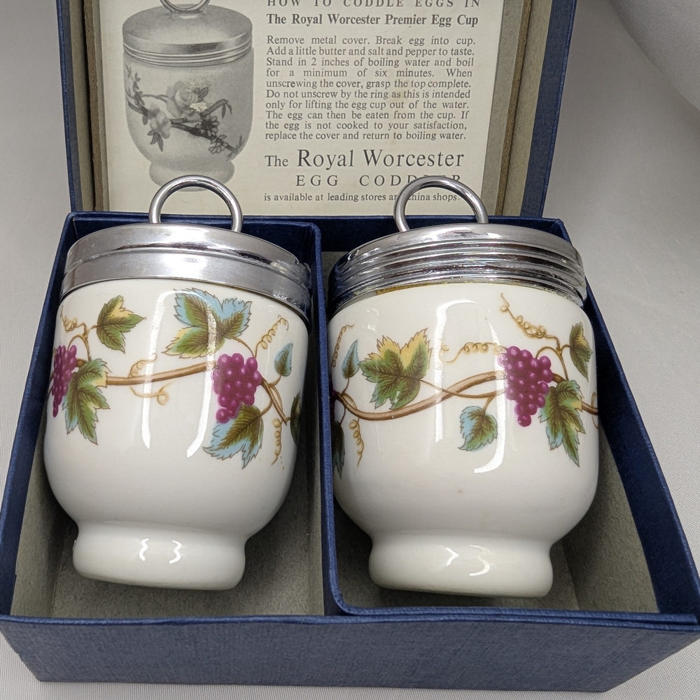 Royal Worcester Egg Coddlers with Grape Design